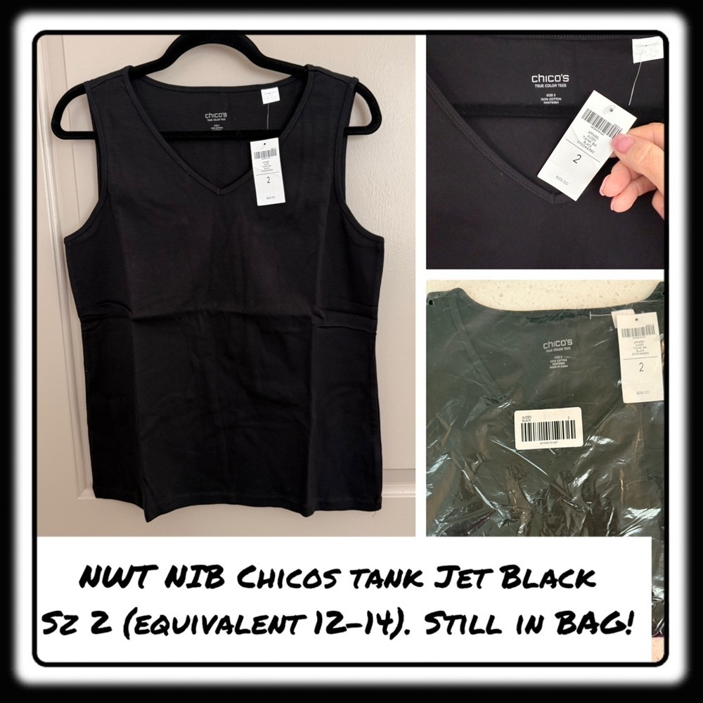 NWT NIB Chicos tank jet black Sz 2 (equivalent 12-14). Still in BAG!